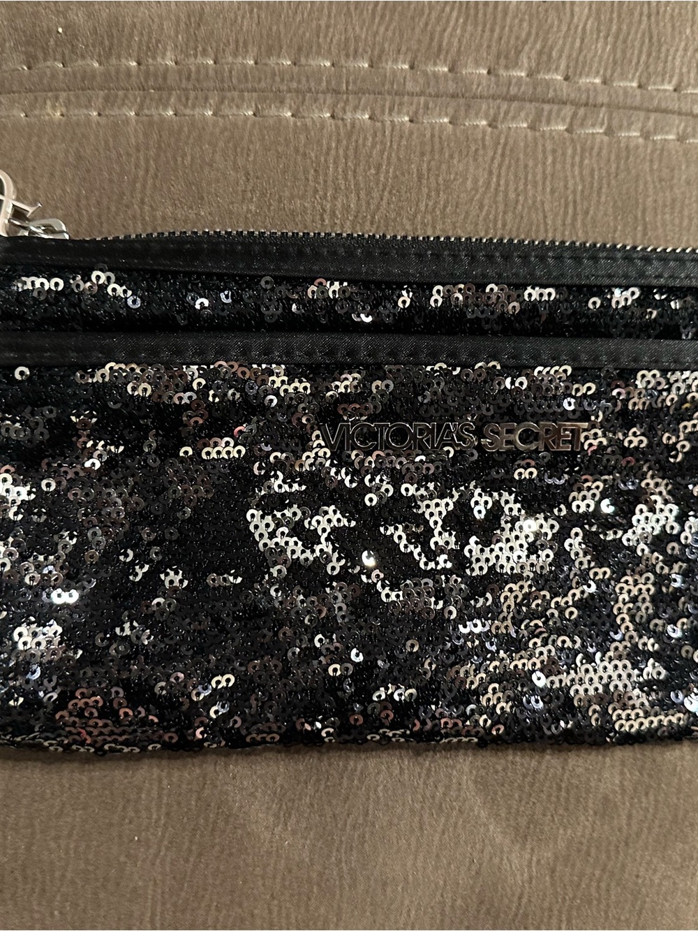 Victoria's Secret Black Sequin Wristlet Clutch